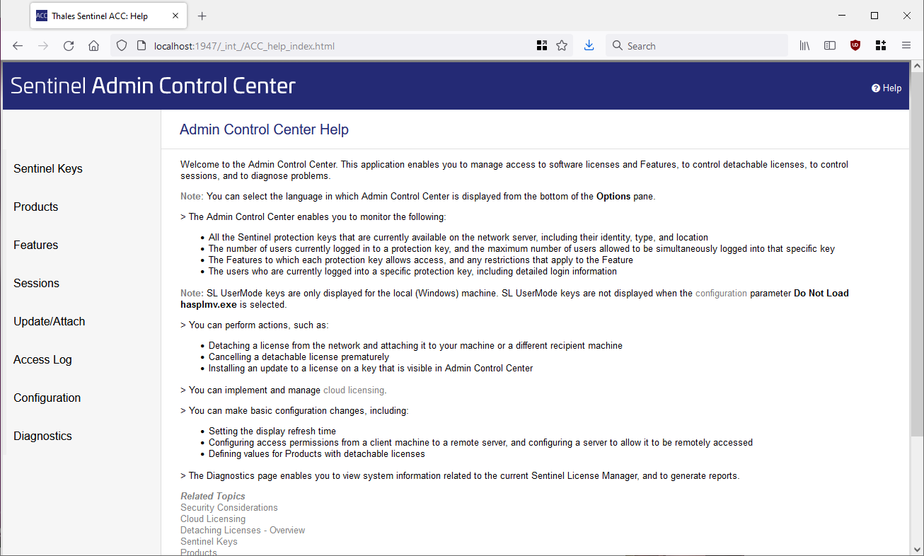 Sentinel Admin Control Center